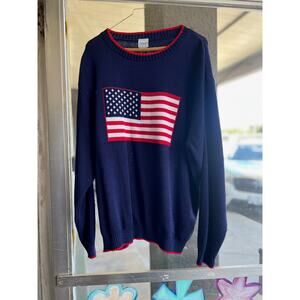 Vintage 90's Haband Navy American Flag Sweater Size XL